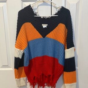 Main Strip Multicolor V-Neck Sweater